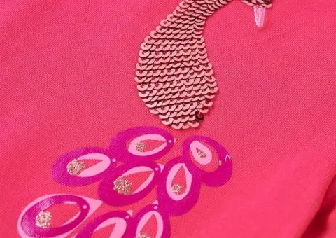 Tricou pentru copii cu mâneci lungi, roz aprins, 128 - 4/5