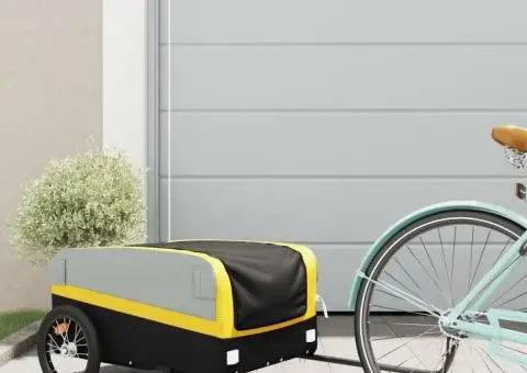 Remorcă pentru biciclete, negru și galben, 45 kg, fier - 1/5