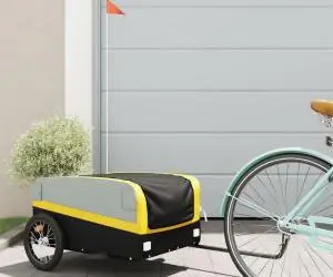 vidaXL Remorcă pentru biciclete, negru și galben, 45 kg, fier