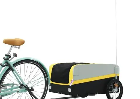 Remorcă pentru biciclete, negru și galben, 45 kg, fier - 3/5