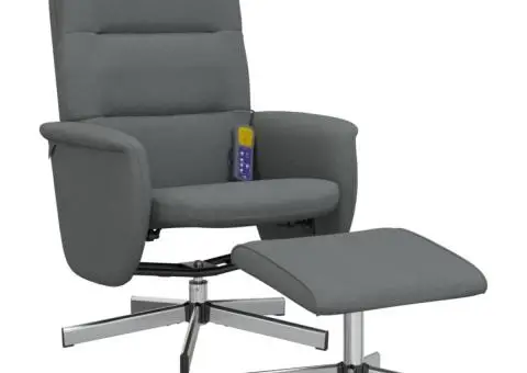 Fotoliu de masaj rabatabil cu taburet, gri închis, textil - 2/5