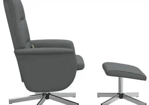 Fotoliu de masaj rabatabil cu taburet, gri închis, textil - 4/5