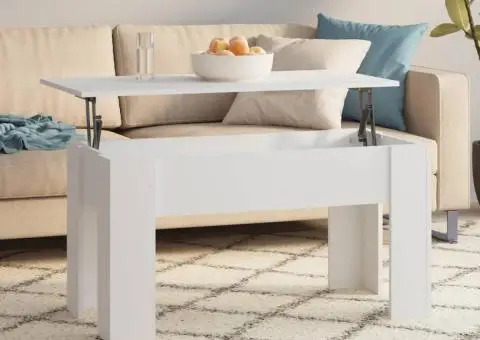 Măsuță de cafea, alb, 101x49x52 cm, lemn prelucrat - 1/5