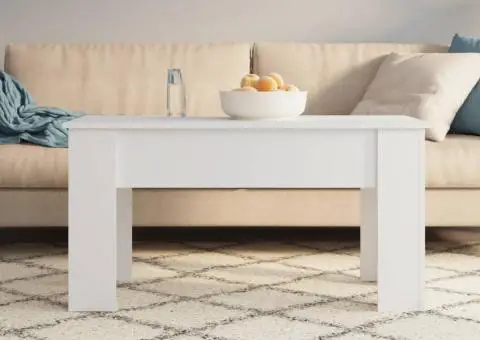 Măsuță de cafea, alb, 101x49x52 cm, lemn prelucrat - 3/5