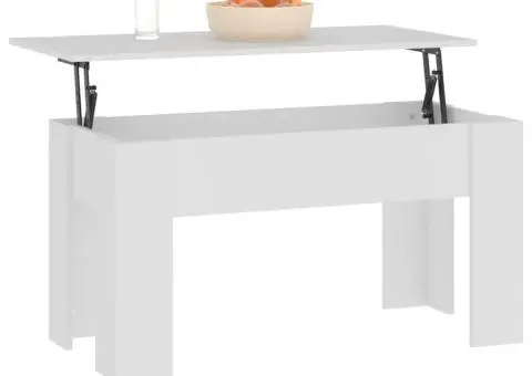 Măsuță de cafea, alb, 101x49x52 cm, lemn prelucrat - 4/5