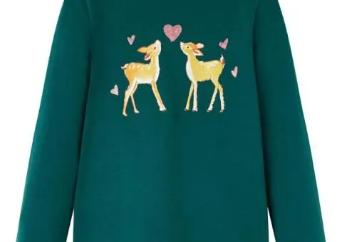 Tricou de copii cu mâneci lungi verde închis 92 - 1/5