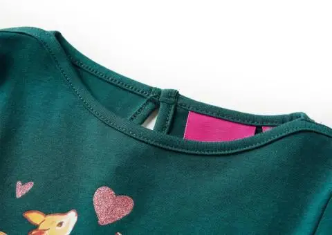 Tricou de copii cu mâneci lungi verde închis 92 - 3/5