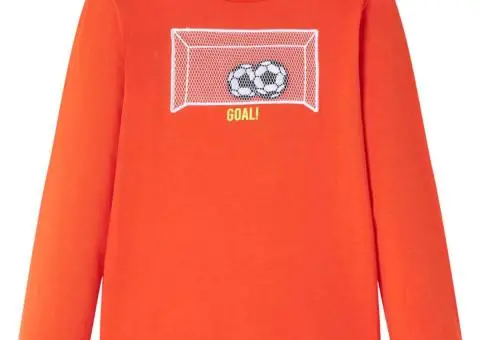 Tricou copii mâneci lungi, portocaliu aprins, 104 - 1/5