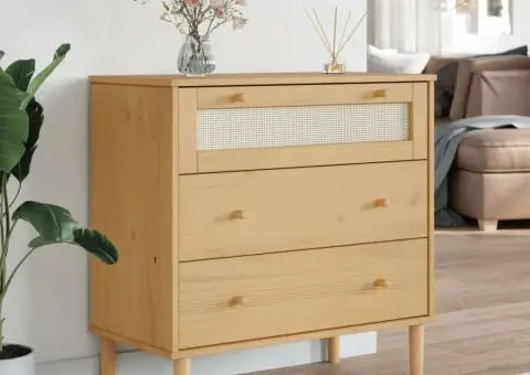 Dulap sertar SENJA ratan aspect maro 80x40x80 cm lemn masiv pin - 1/5