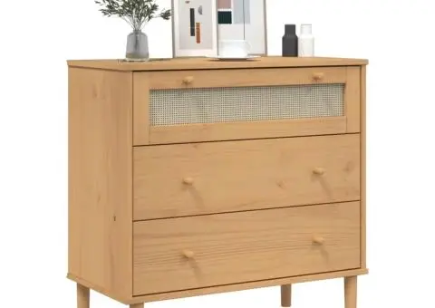 Dulap sertar SENJA ratan aspect maro 80x40x80 cm lemn masiv pin - 3/5