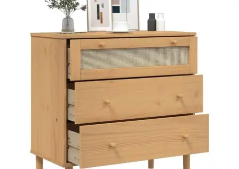 Dulap sertar SENJA ratan aspect maro 80x40x80 cm lemn masiv pin - 4/5