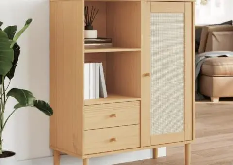 Dulap înalt SENJA aspect ratan maro, 90x40x112cm - 1/5