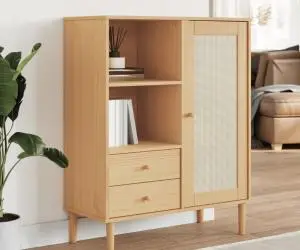 vidaXL Dulap înalt SENJA aspect ratan maro, 90x40x112cm