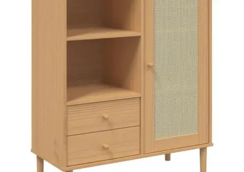 Dulap înalt SENJA aspect ratan maro, 90x40x112cm - 2/5