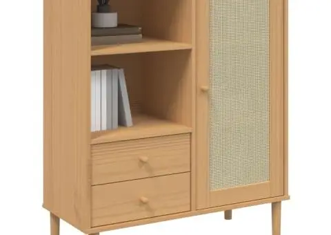 Dulap înalt SENJA aspect ratan maro, 90x40x112cm - 3/5