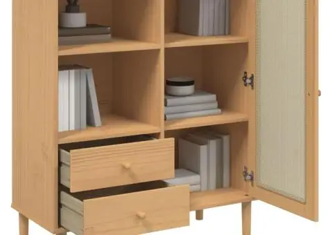 Dulap înalt SENJA aspect ratan maro, 90x40x112cm - 4/5