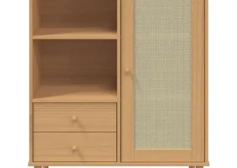 Dulap înalt SENJA aspect ratan maro, 90x40x112cm - 5/5