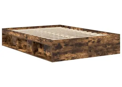 Cadru de pat, stejar fumuriu, 160x200 cm - 4/5