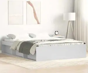 vidaXL Cadru de pat mic dublu, alb, 120x190 cm