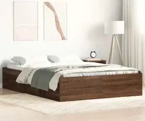 vidaXL Cadru de pat, stejar maro, 140x190 cm