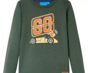 Tricou copii mâneci lungi, verde închis, 92