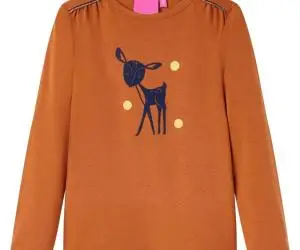 Tricou pentru copii cu mâneci lungi, coniac, 128