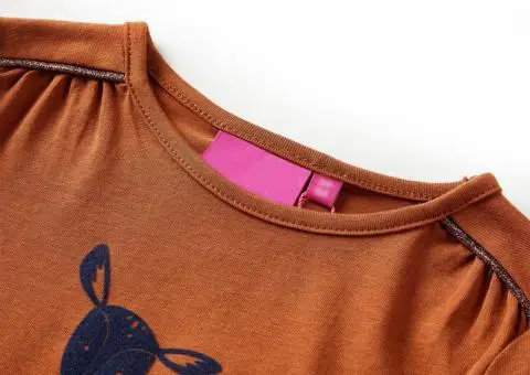 Tricou pentru copii cu mâneci lungi, coniac, 128 - 3/5