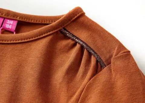 Tricou pentru copii cu mâneci lungi, coniac, 128 - 5/5