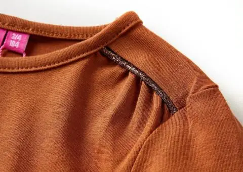 Tricou pentru copii cu mâneci lungi, coniac, 104 - 5/5