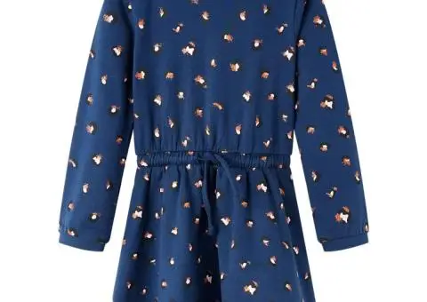 Rochie pentru copii cu mâneci lungi, bleumarin, 140 - 1/5