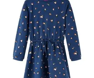 Rochie pentru copii cu mâneci lungi, bleumarin, 140