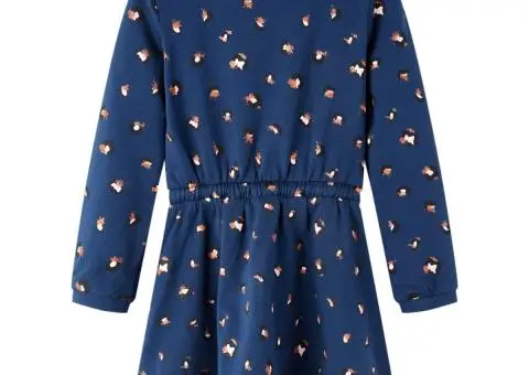 Rochie pentru copii cu mâneci lungi, bleumarin, 140 - 2/5