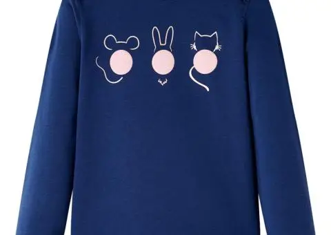 Tricou pentru copii cu mâneci lungi, bleumarin, 92 - 1/5