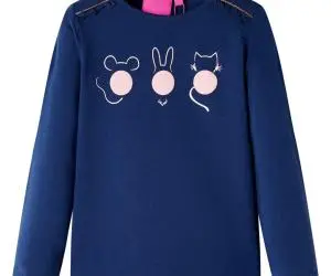 Tricou pentru copii cu mâneci lungi, bleumarin, 92