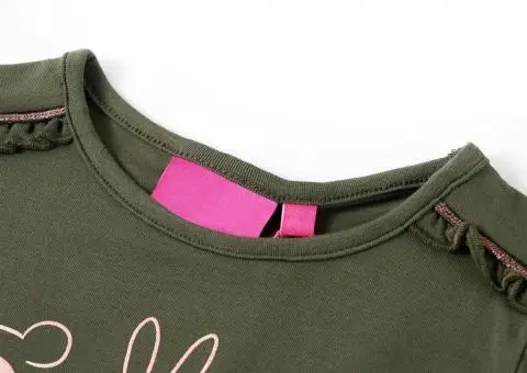 Tricou pentru copii cu mâneci lungi, kaki, 128 - 3/5