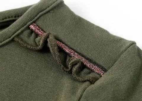 Tricou pentru copii cu mâneci lungi, kaki, 128 - 4/5