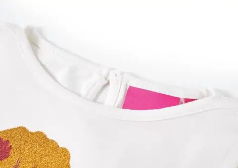 Tricou pentru copii cu mâneci lungi, ecru, 104 - 3/5