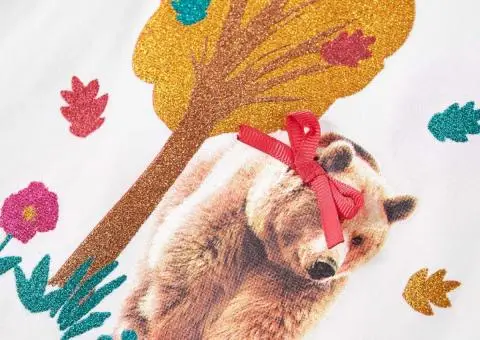 Tricou pentru copii cu mâneci lungi, ecru, 104 - 4/5