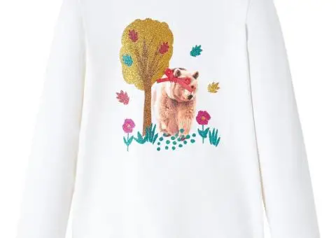 Tricou pentru copii cu mâneci lungi, ecru, 128 - 1/5