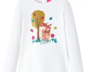 Tricou pentru copii cu mâneci lungi, ecru, 128