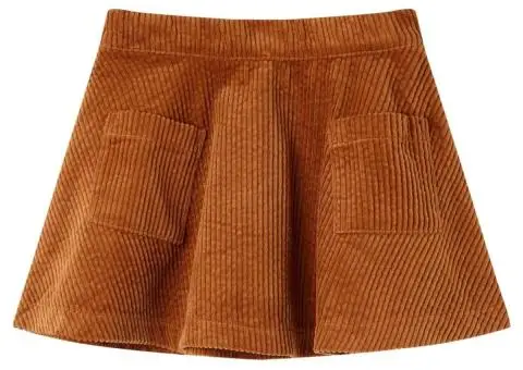 Fustă pentru copii cu buzunare, velur, coniac, 116 - 1/5