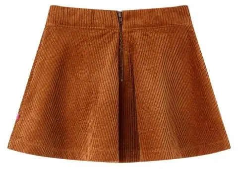 Fustă pentru copii cu buzunare, velur, coniac, 116 - 2/5