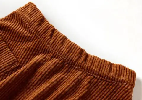 Fustă pentru copii cu buzunare, velur, coniac, 116 - 3/5