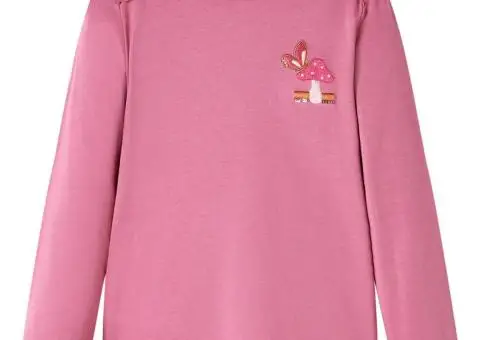 Tricou pentru copii cu mâneci lungi, zmeuriu, 92 - 1/5