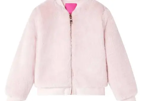 Geacă pentru copii din blană artificială, roz deschis, 104 - 1/5