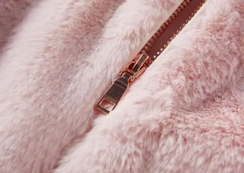 Geacă pentru copii din blană artificială, roz deschis, 128 - 4/5