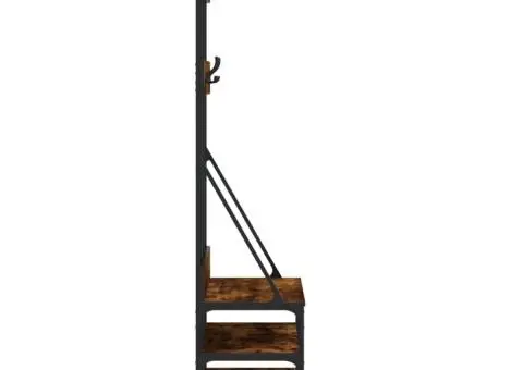 Suport de haine cu raft de pantofi stejar fumuriu, 100x40x184cm - 5/5