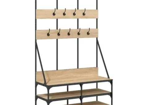 Suport de haine cu raft pantofi, stejar sonoma, 100x40x184 cm - 2/5