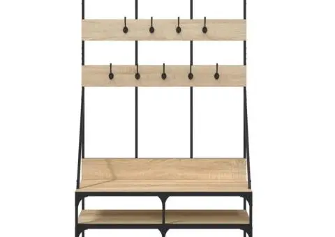 Suport de haine cu raft pantofi, stejar sonoma, 100x40x184 cm - 4/5