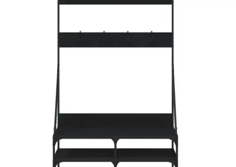 Suport de haine cu raft de pantofi, negru, 100x40x184 cm - 4/5